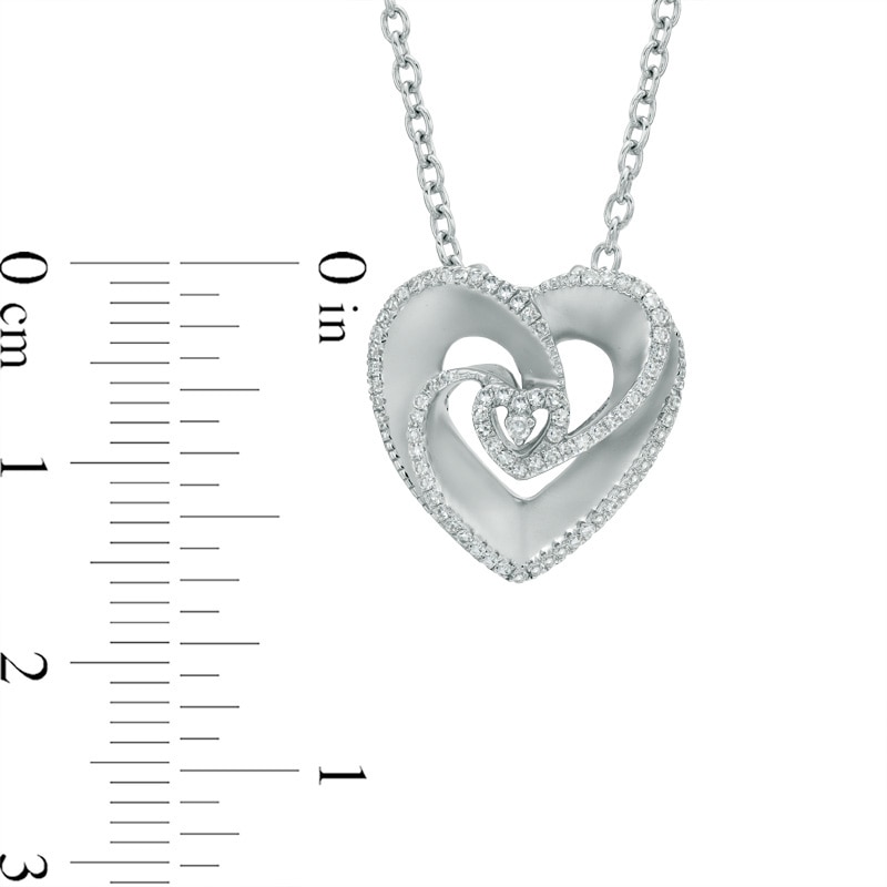 Main Image 3 of Vera Wang Love Collection 1/5 CT. T.W. Diamond Rose-Inspired Heart Pendant in Sterling Silver