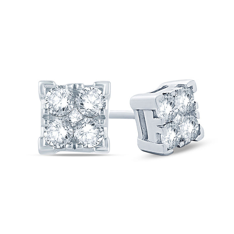 1 2 Ct Tw Diamond Square Stud Earrings In 10k White Gold