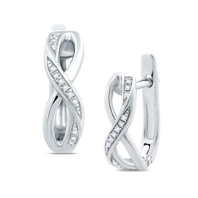 A++ Diamond Infinity Huggie Hoop Earrings Quality Solid Sterling Silver 