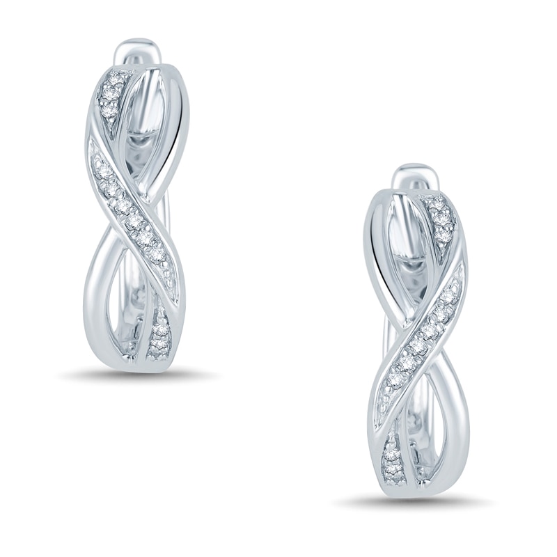Main Image 1 of Diamond Accent Infinity Hoop Earrings in Sterling Silver