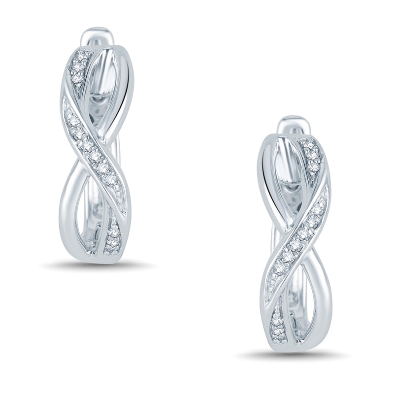 Diamond Accent Infinity Hoop Earrings in Sterling Silver