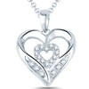 Thumbnail Image 1 of 1/20 CT. T.W. Diamond Double Heart Pendant in 10K White Gold