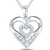 Thumbnail Image 0 of 1/20 CT. T.W. Diamond Double Heart Pendant in 10K White Gold