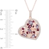Thumbnail Image 2 of Multi-Gemstone and Lab-Created White Sapphire Heart Pendant in Sterling Silver with 18K Rose Gold Plate