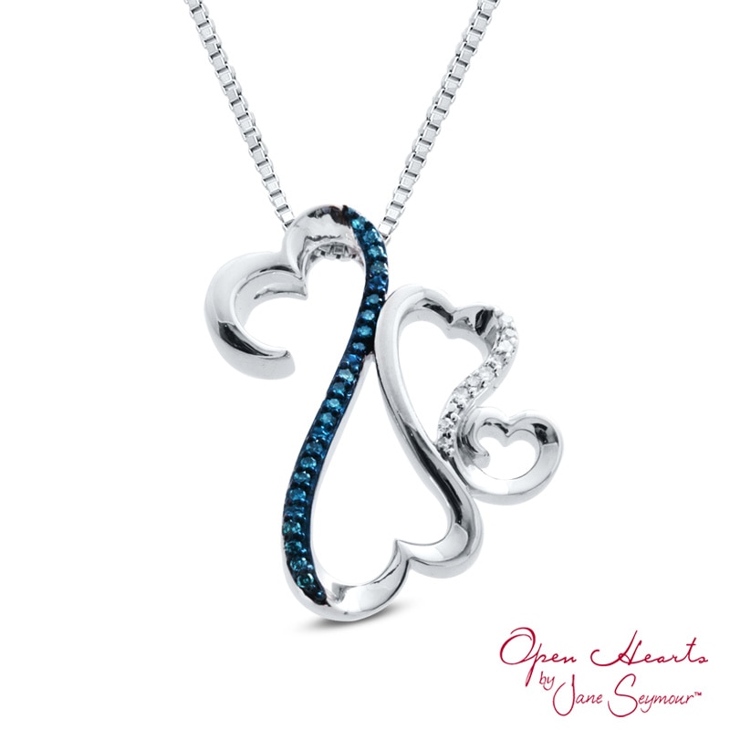 Main Image 1 of Open Hearts Family by Jane Seymour™ Diamond Accent Triple Motherly Love Pendant in Sterling Silver
