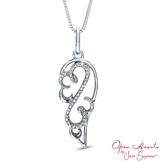 Open Hearts by Jane Seymour⢠Diamond Accent Single Wing Pendant in Sterling Silver
