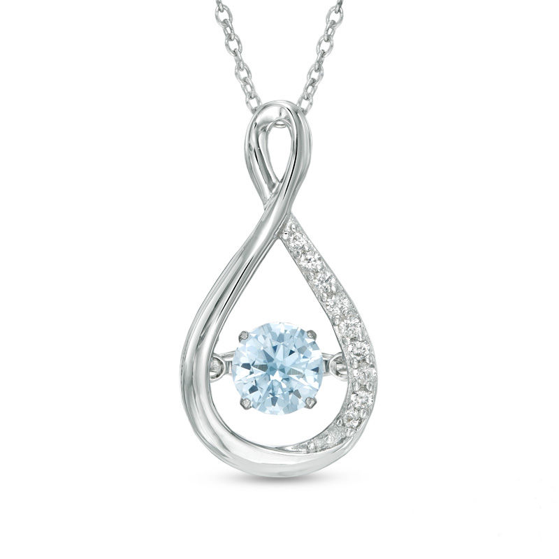Main Image 1 of 5.0mm Lab-Created Blue Spinel and White Sapphire Infinity Pendant in Sterling Silver