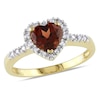 Thumbnail Image 0 of 6.0mm Heart-Shaped Garnet and Diamond Accent Frame Ring in 10K Gold