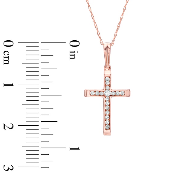 1/10 CT. T.w. Diamond Cross Pendant in 10K Rose Gold