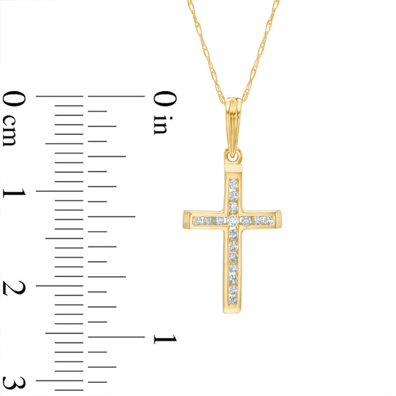 1/10 CT. T.W. Diamond Cross Pendant in 10K Gold