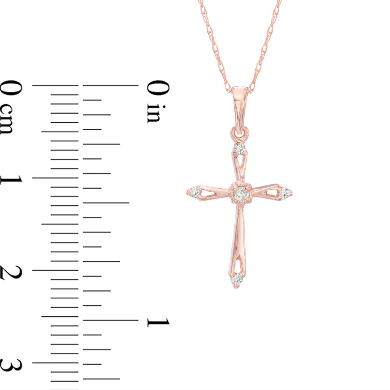 Diamond Accent Open Point Cross Pendant in 10K Rose Gold