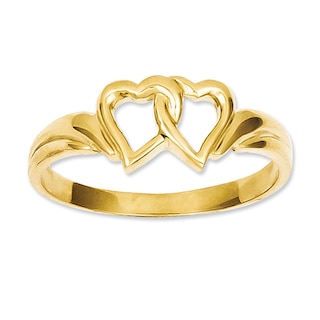Interlocked Double Heart Ring in 14K Gold