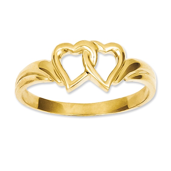 Interlocked Double Heart Ring in 14K Gold
