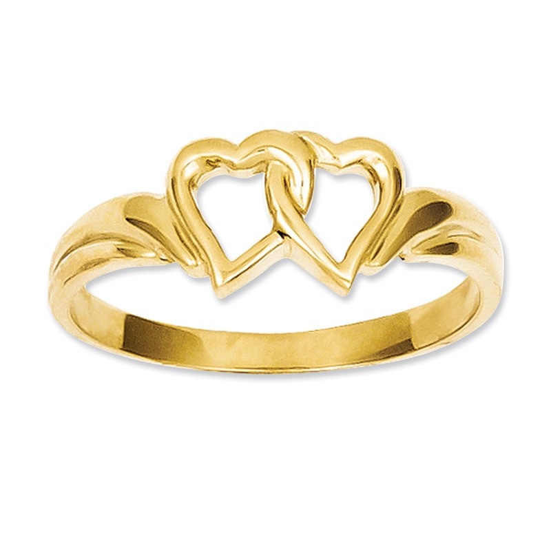 Ladies' Interlocked Double Heart Ring in 14K Gold | Zales