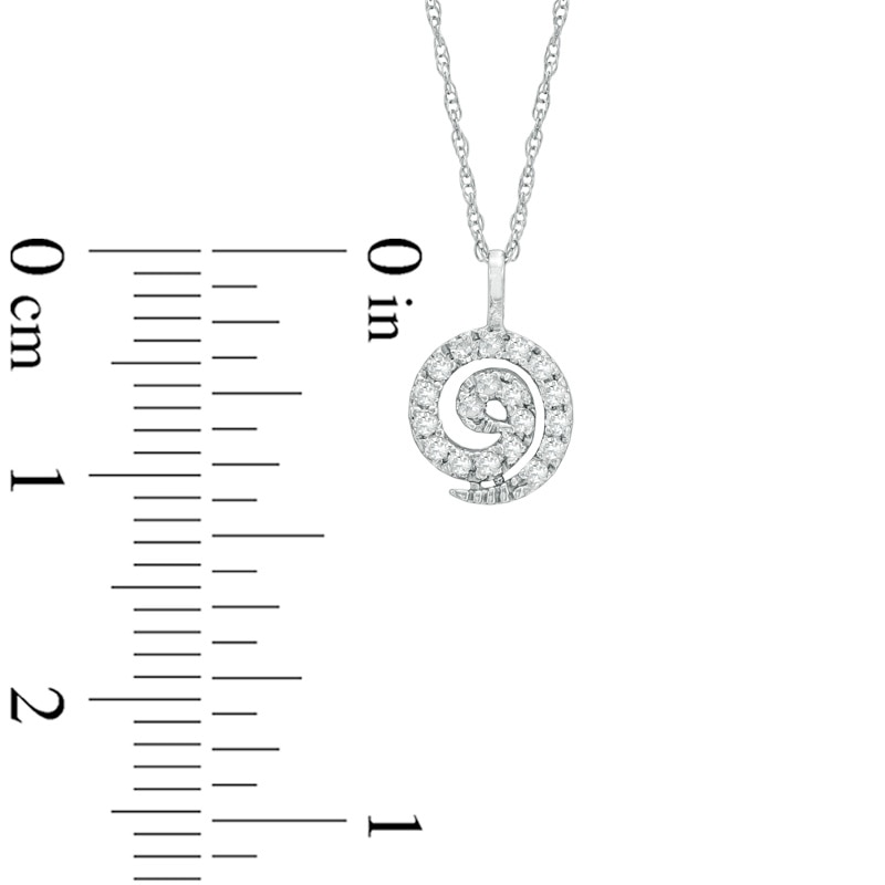 1/10 CT. T.W. Diamond Spiral Pendant in 10K White Gold
