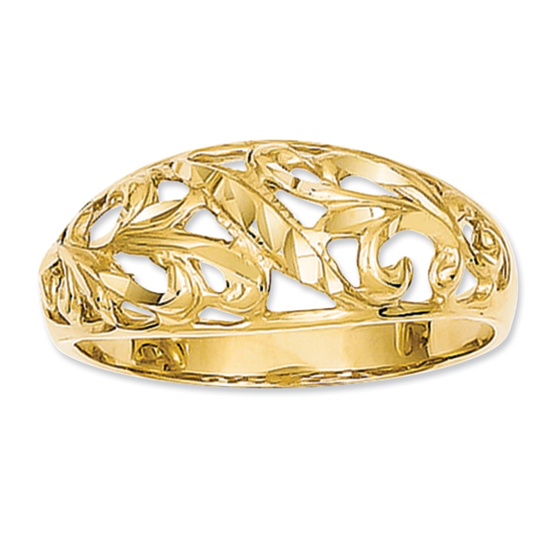 Ladies' Floral Dome Ring in 14K Gold