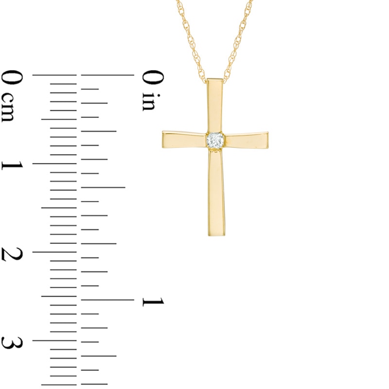 Diamond Accent Solitaire Cross Pendant in 10K Gold