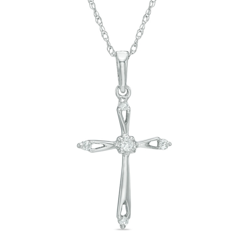 Diamond Accent Cross Pendant in 10K White Gold