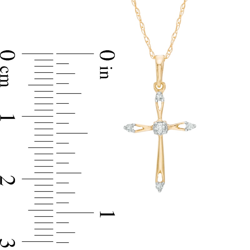 Main Image 2 of Diamond Accent Cross Open Point Pendant in 10K Gold