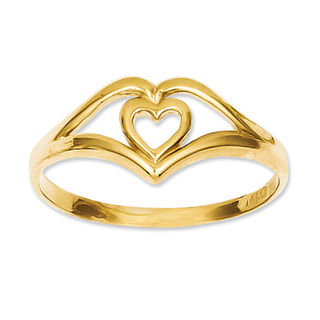 Heart Outline Split Shank Ring in 14K Gold | Gold Rings | Rings | Zales