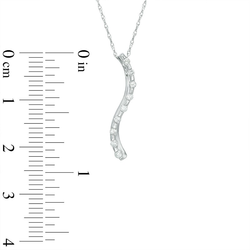 Main Image 2 of 1/6 CT. T.W. Journey Diamond Pendant in 10K White Gold