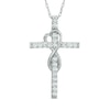 Thumbnail Image 0 of 1/4 CT. T.W. Diamond Cross with Heart-Shaped Infinity in 10K White Gold