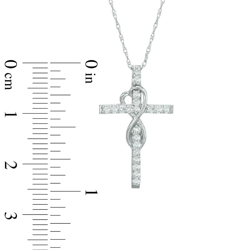 1/4 CT. T.W. Diamond Cross with Heart-Shaped Infinity in 10K White Gold