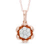 Thumbnail Image 0 of 1/5 CT. T.W. Diamond Cluster with Flower Frame Pendant in 14K Rose Gold