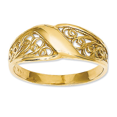 14k Gold Overlay Sterling Silver Filigree Design Ring New Old Stock 