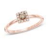 Thumbnail Image 0 of 1/6 CT. T.W. Champagne and White Diamond Square Frame Promise Ring in 10K Rose Gold
