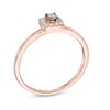 Thumbnail Image 1 of 1/6 CT. T.W. Champagne and White Diamond Square Frame Promise Ring in 10K Rose Gold