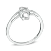 Thumbnail Image 1 of Diamond Accent Three Stone Bypass Hearts Ring in 10K White Gold