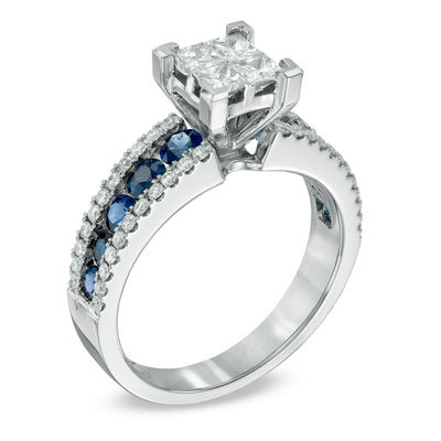 blue princess cut engagement rings