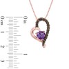 Thumbnail Image 2 of 6.0mm Heart-Shaped Amethyst and Smoky Quartz Heart Pendant in Sterling Silver with 18K Rose Gold Plate