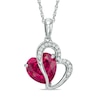 Thumbnail Image 1 of 9.0mm Heart-Shaped Lab-Created Ruby and White Sapphire Heart Pendant in Sterling Silver