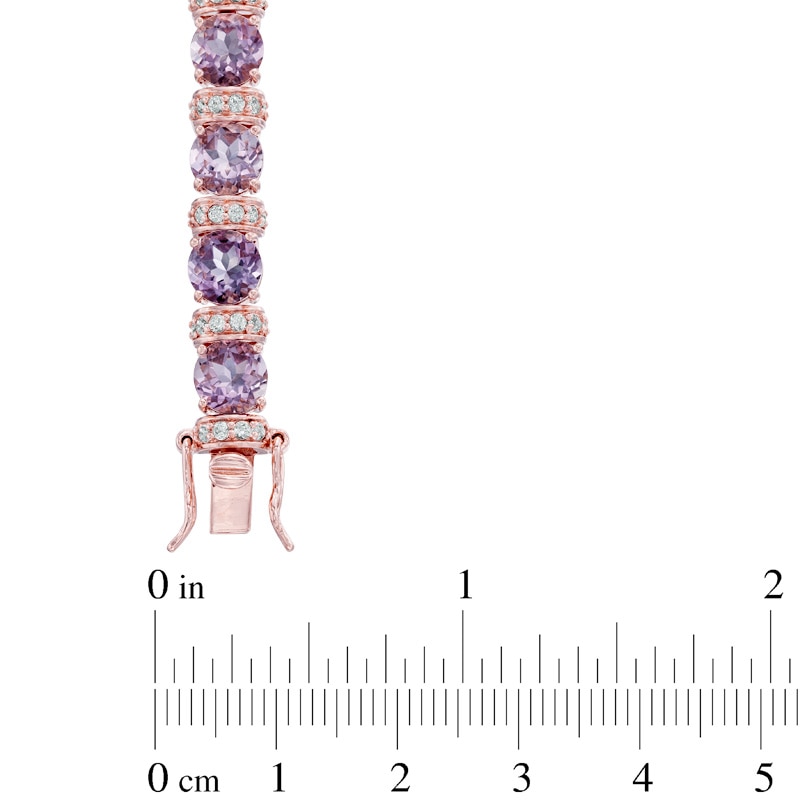 Rose de France Amethyst and Lab-Created White Sapphire Bracelet in Sterling Silver with 18K Rose Gold Plate - 7.25"