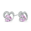 Thumbnail Image 0 of 6.0mm Heart-Shaped Lab-Created Pink and White Sapphire Heart Stud Earrings in Sterling Silver