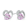 Thumbnail Image 1 of 6.0mm Heart-Shaped Lab-Created Pink and White Sapphire Heart Stud Earrings in Sterling Silver