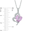Thumbnail Image 2 of 9.0mm Heart-Shaped Lab-Created Pink and White Sapphire Heart Pendant in Sterling Silver