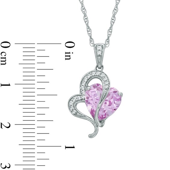 9.0mm Heart-Shaped Lab-Created Pink and White Sapphire Heart Pendant in Sterling Silver