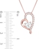 Thumbnail Image 2 of 6.0mm Heart-Shaped Lab-Created White Sapphire Heart Pendant in Sterling Silver with 18K Rose Gold Plate