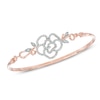 Thumbnail Image 1 of Lab-Created White Sapphire Rose Bangle in Sterling Silver with 14K Rose Gold Plate