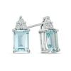 Thumbnail Image 0 of Emerald-Cut Aquamarine and Diamond Accent Stud Earrings in 10K White Gold