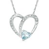 Thumbnail Image 1 of 6.0mm Heart-Shaped Aquamarine and Lab-Created White Sapphire Heart Pendant in Sterling Silver