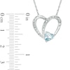 Thumbnail Image 2 of 6.0mm Heart-Shaped Aquamarine and Lab-Created White Sapphire Heart Pendant in Sterling Silver