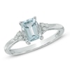 Thumbnail Image 1 of Emerald-Cut Aquamarine and Diamond Accent Ring in 10K White Gold
