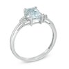 Thumbnail Image 1 of Emerald-Cut Aquamarine and Diamond Accent Ring in 10K White Gold