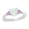 Thumbnail Image 0 of 7.0mm Heart-Shaped Lab-Created Opal and Pink Sapphire Ring in Sterling Silver