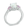 Thumbnail Image 2 of 7.0mm Heart-Shaped Lab-Created Opal and Pink Sapphire Ring in Sterling Silver