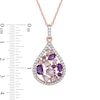 Thumbnail Image 2 of Multi-Gemstone and Lab-Created White Sapphire Teardrop Pendant in Sterling Silver with 14K Rose Gold Plate